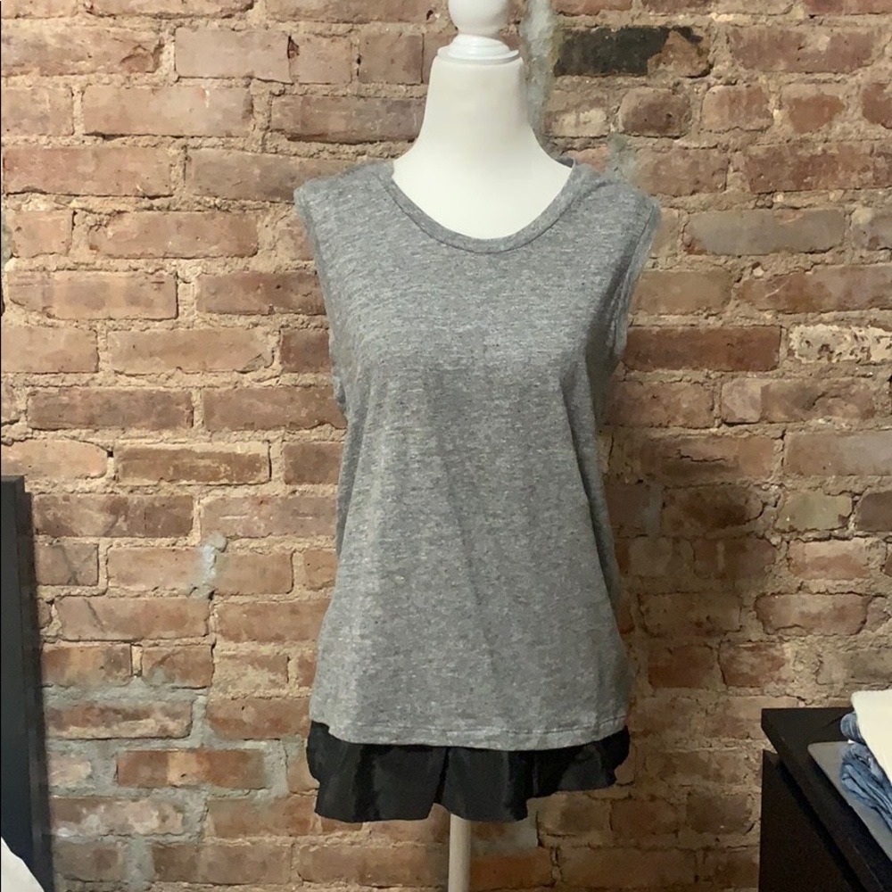 J.Crew Grey T-Shirt w/ Black Ruffle Size S